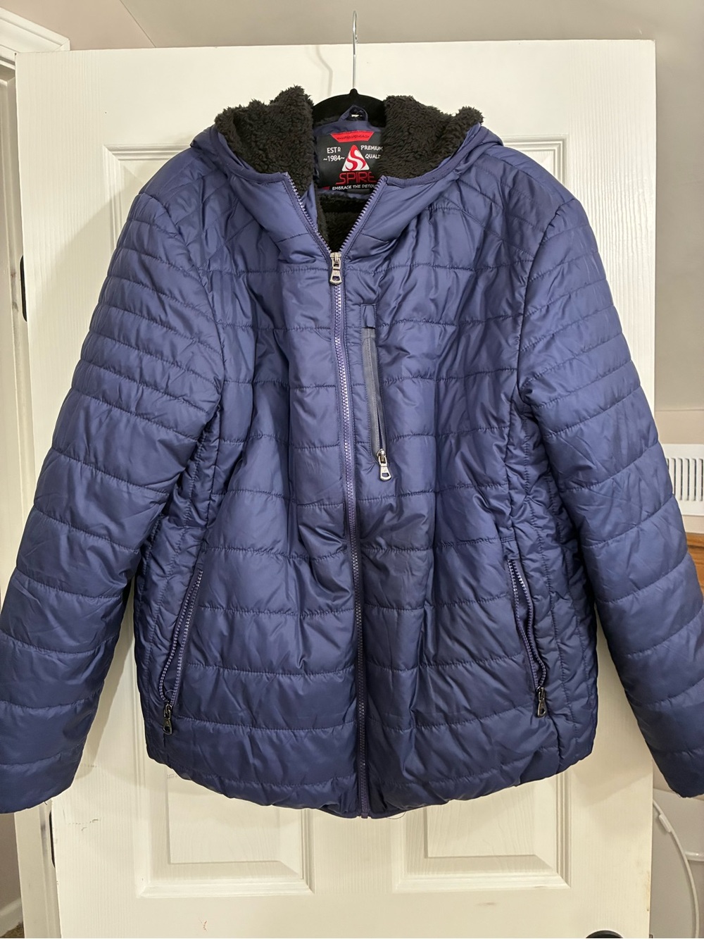 Aspire Black Sherpa-Lined Jacket with Navy Trim